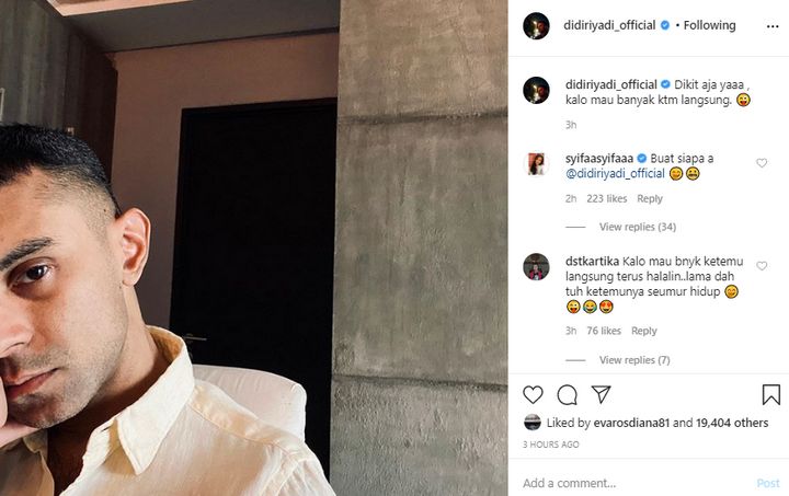 Komentar Adik Ayu Ting Ting di Postingan Didi Riyadi