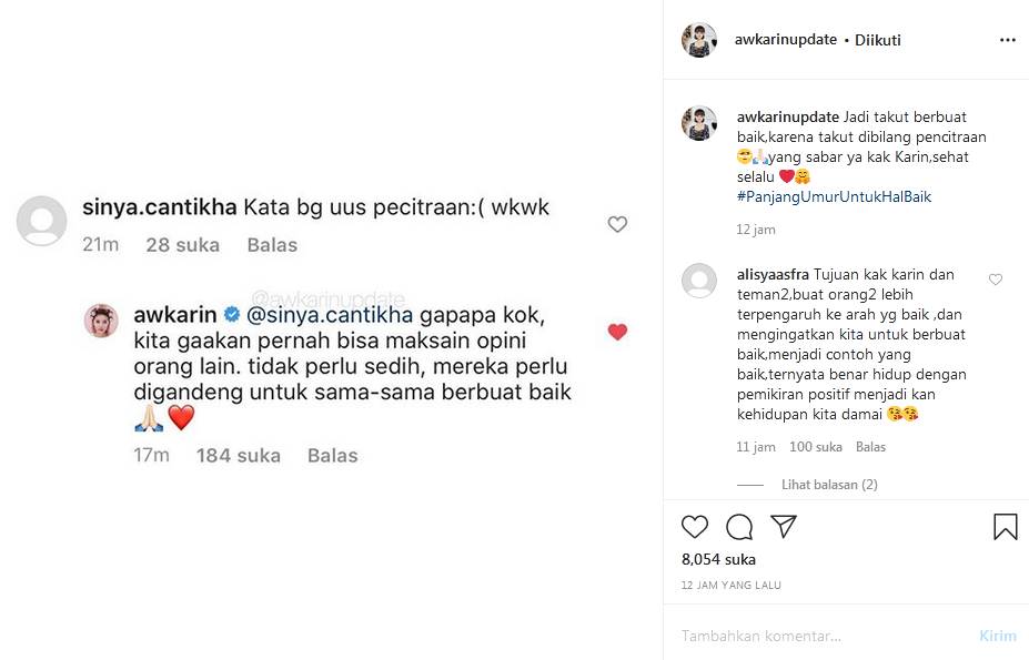 Awkarin Tanggapi Sindiran Uus Soal Pencitraan