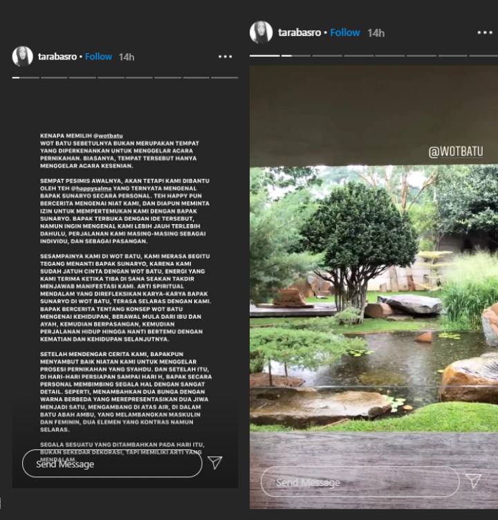 Ternyata Ini Alasan Tara Basro Pilih Wot Batu Sebagai Lokasi Pernikahannya