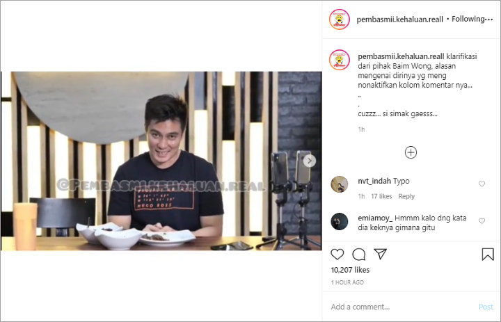 Baim Wong Klarifikasi Soal Hapus Caption Postingan Foto Bareng Jokowi, Akui Salah