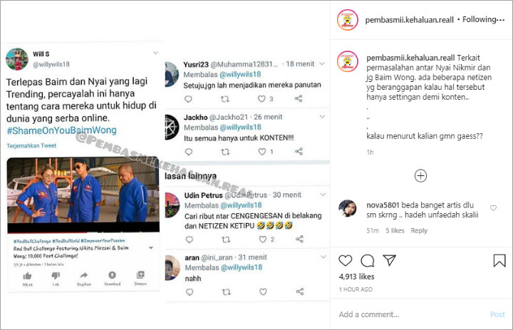 Baim Wong dan Nikita Mirzani Ribut Dituding Hanya Settingan