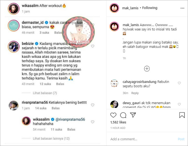 Bebizie Blak-blakan Tulis Sindiran di Postingan Wika Salim
