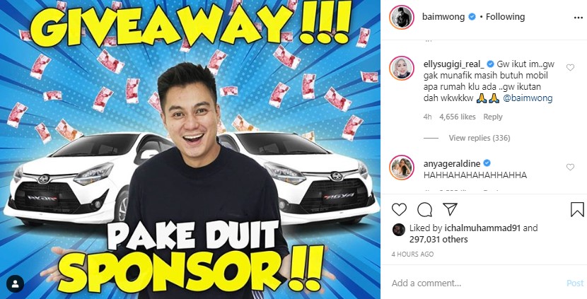 Baim Wong Akui Giveaway Yang Diadakannya Pakai Sponsor, Jadi Perbincangan Rekan Artis