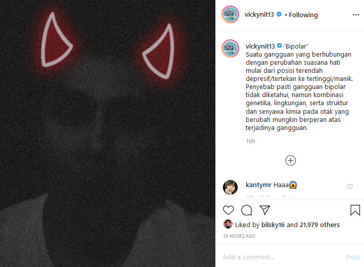 Vicky Nitinegoro Bicara Soal Gangguan Bipolar