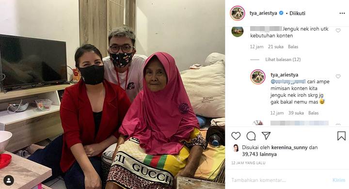 Tya Ariestya Jawab Sindiran Jenguk Nenek Iroh di Rumah Baim Wong Demi Konten