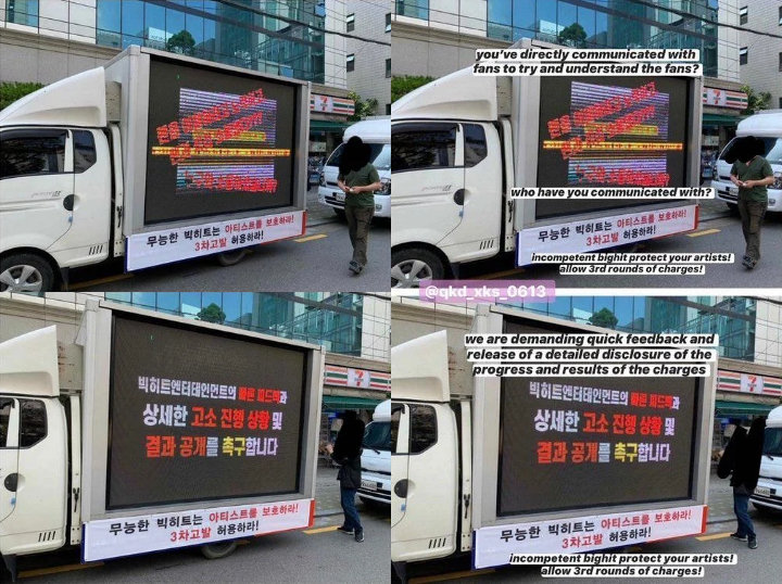 Fans BTS Ngamuk dan Gunakan Truk untuk Protes di Depan Gedung Big Hit Entertainment