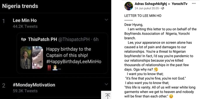 Lee Min Ho Disebut Bikin Banyak Pasangan di Nigeria Putus, Pria Ini Kirim Surat Ancaman