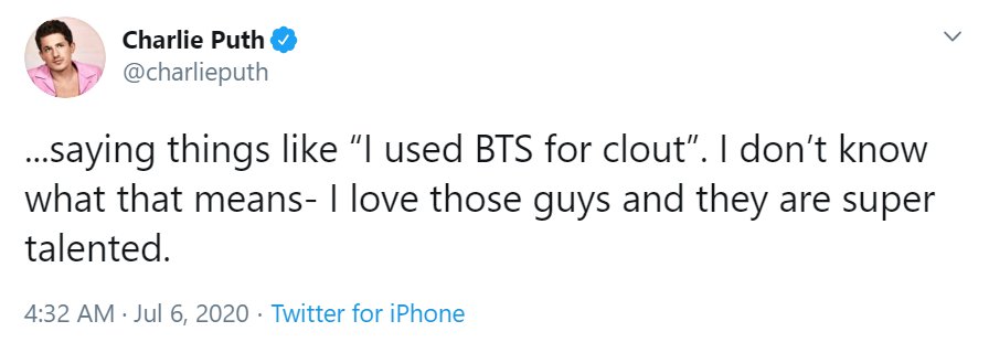 Charlie Puth Muak Disebut Pansos BTS