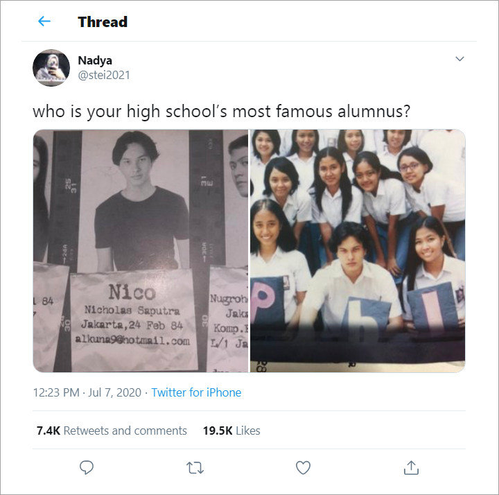 Nicholas Saputra Jadi Trending Twitter Usai Foto di Buku Tahunan SMA Jadi Viral
