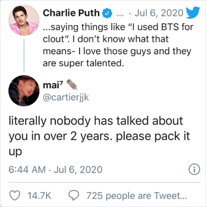 ARMY Dikritik Malu-Maluin BTS Usai Ramai-Ramai Tuding Charlie Puth Pansos
