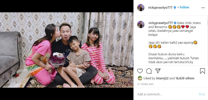 Unggahan Terakhir Vicky Prasetyo Sebelum Ditahan Bikin Nyesek, Tulis Pesan Haru Untuk Anak