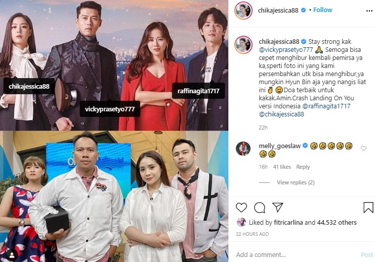 Chika Jessica Beri Semangat Ke Vicky Prasetyo Lewat Parodi Hyun Bin Ini