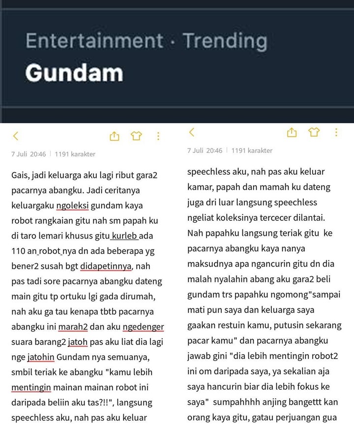 Kacau, Perempuan Ini Hancurkan Koleksi Gundam Keluarga Pacar Gara-gara Marah Tak Dibelikan Tas