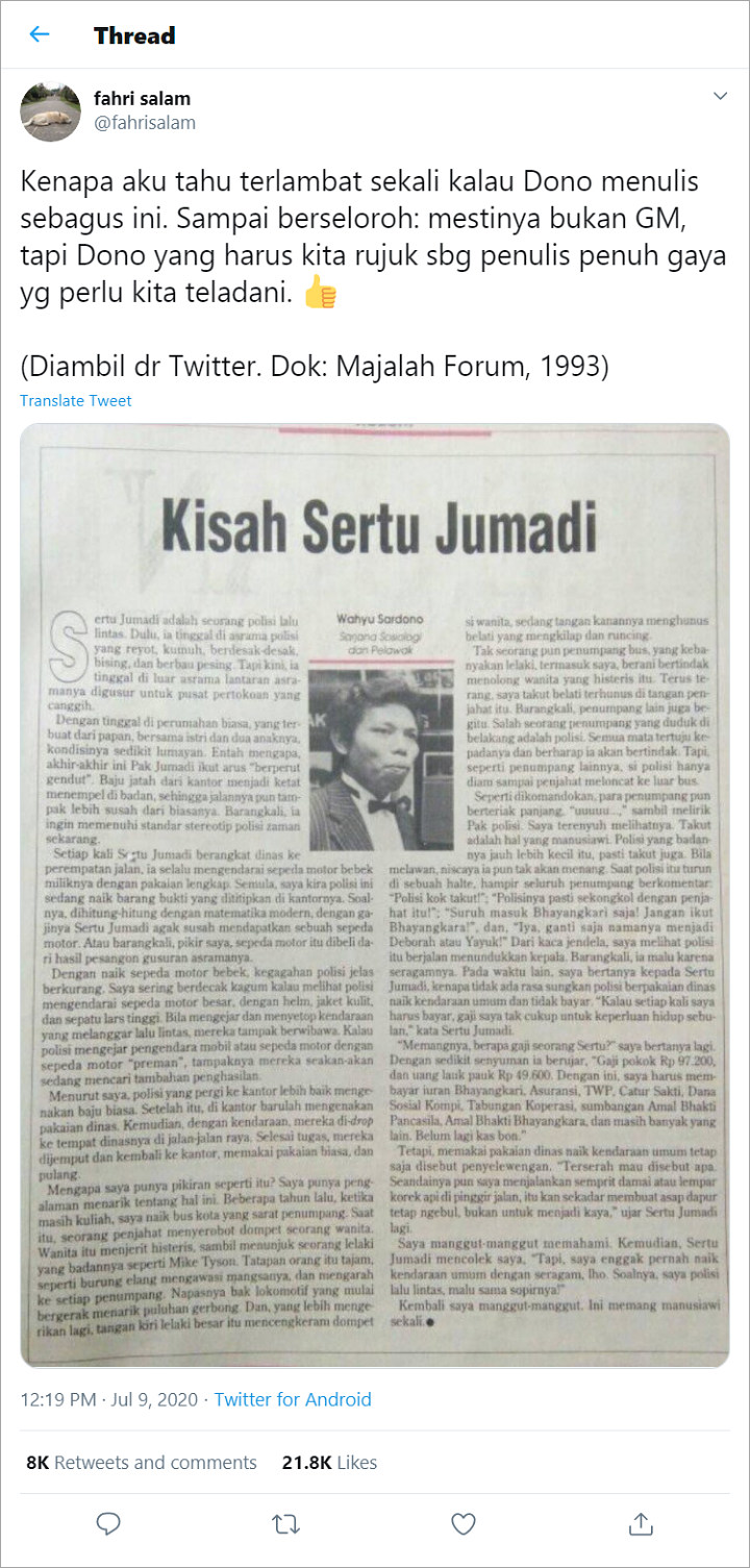 Geger Tulisan Dono Warkop, Kritik Cara Kerja Polisi Era Orde Baru Bikin Heboh
