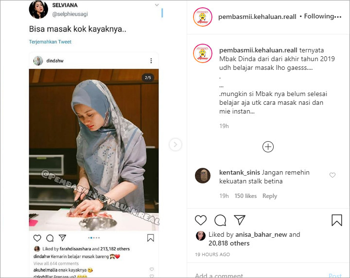 Rey Mbayang Klarifikasi Dinda Hauw Sebenarnya Bisa Masak, Netizen Malah Semangat Hujat