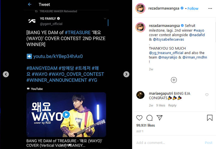 Menang Kontes Cover \'Wayo\' Bang Yedam TREASURE, Reza Darmawangsa Dilirik YG Entertainment?