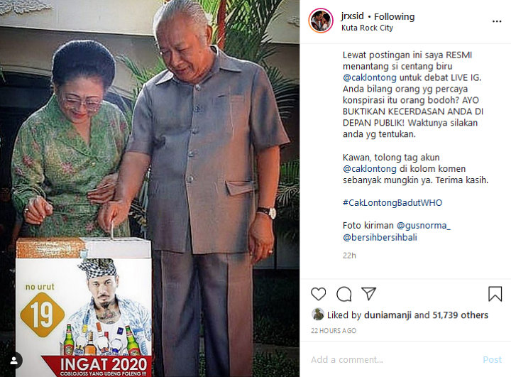 Tak Terima Dikatai Bodoh, Jerinx SID Marah Hingga Tantang Cak Lontong Debat Live IG