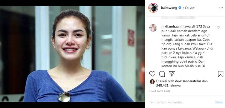 Baim Wong Posting Foto Nikita Mirzani, Ngaku Tak Dendam Banjir Pujian Rekan Artis