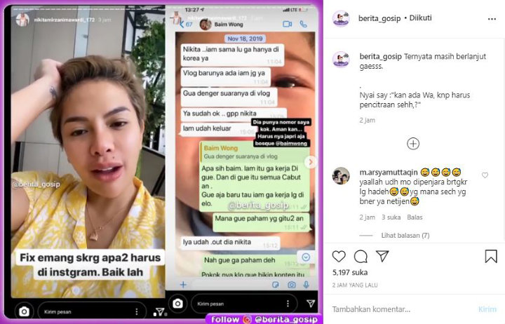 Nikita Mirzani Gantian Unggah Foto Baim Wong Dan Beri Doa Pertanda Sudah Berdamai
