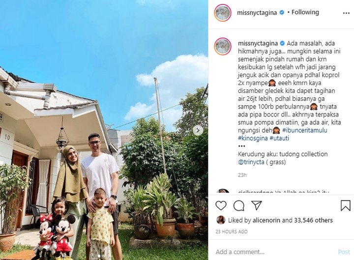 Tagihan Air Nycta Gina Membengkak