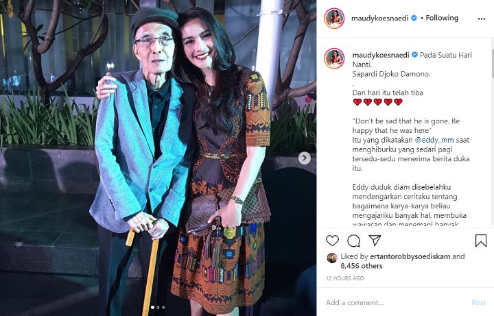 Kenang Sapardi Djoko Damono, Maudy Koesnaedi Ungkap Mendiang Seperti Seorang Bapak