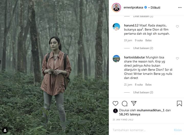 Film \'Ghost Writer 2\' Bakal Ganti Sutradara, Ernest Prakasa Jawab Protes Fans