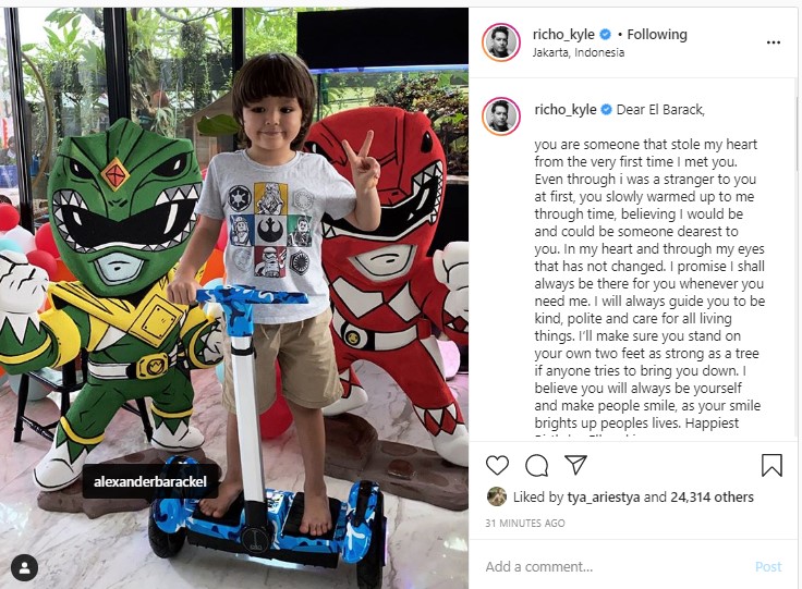 Diisukan Putus Dengan Jedar, Richard Kyle Tulis Janji Tak Akan Tinggalkan El Barack