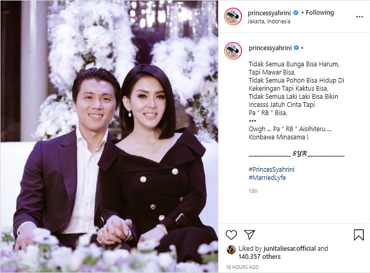 Syahrini Tulis Gombalan Maut untuk Reino Barack