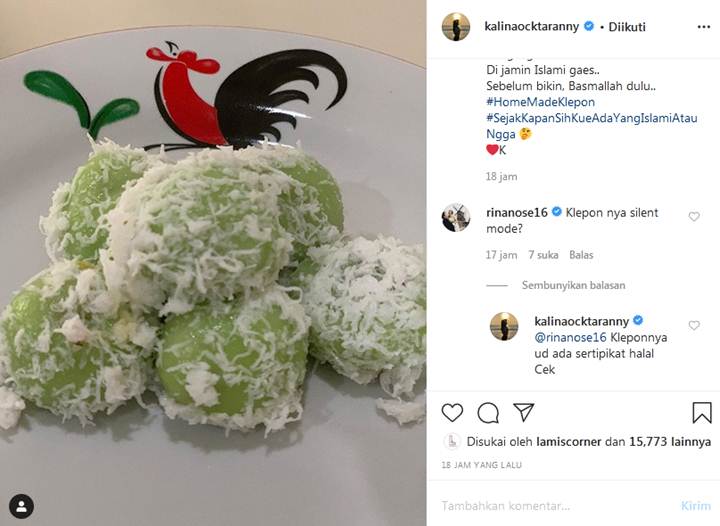 Kalina Oktarani Jamin Klepon Buatannya Islami, Rina Nose Ikut Komentar