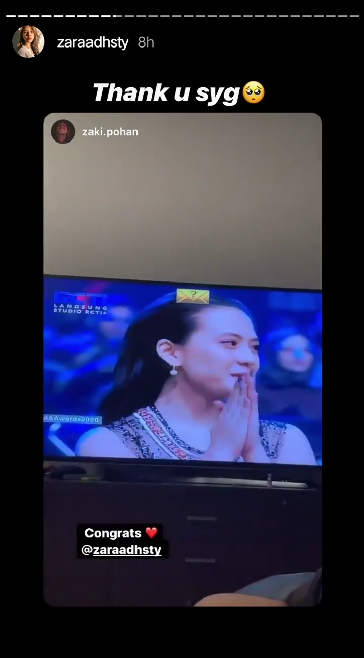 IMA Awards 2020: Gondol Piala Aktris Terfavorit, Adhisty Zara Dapat Ucapan Manis dari Pacar