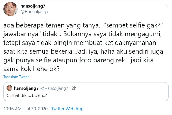 Jang Hansol Ungkap Alasan Lain Enggan Selfie Bareng BTS
