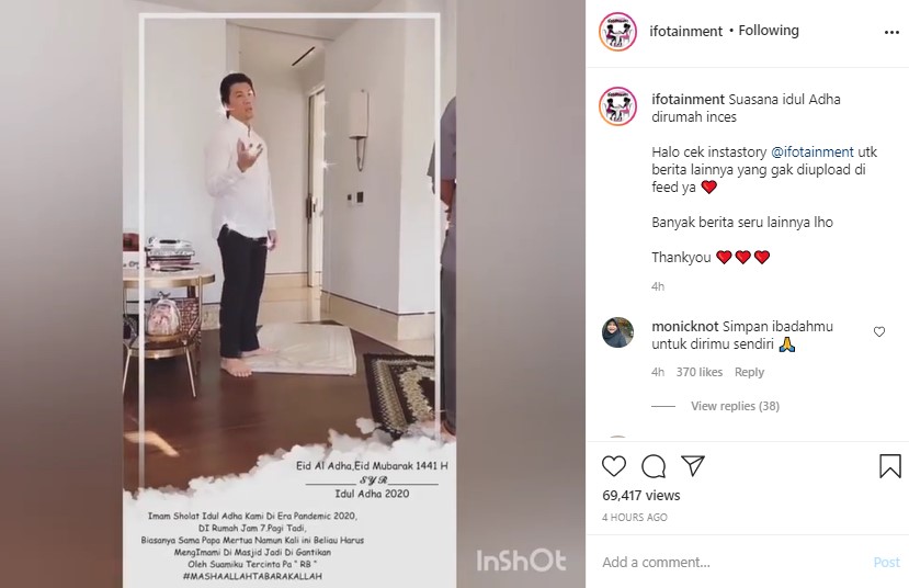 Syahrini Ramai Dicibir Pasca Bagikan Momen Reino Barack Jadi Imam Salat Idul Adha dan Berkotbah