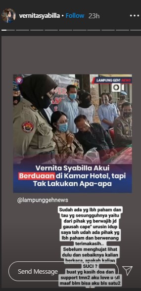 Berstatus Sebagai Saksi, Vernita Syabilla Balas Menohok Cibiran Netizen Soal Prostitusi Online