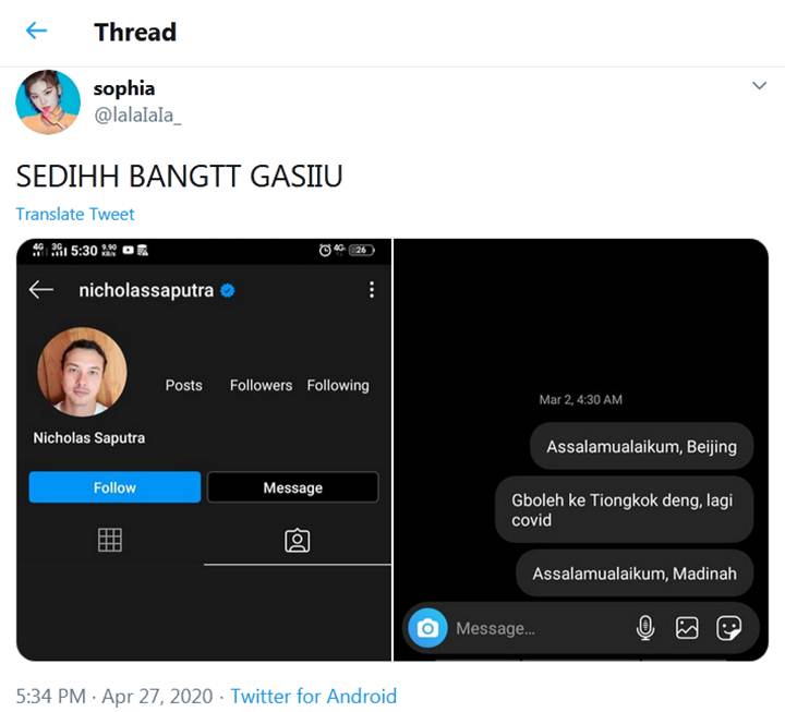 Nicholas Saputra Hobi Blokir Instagram Penggemar Halu yang Kirim DM?