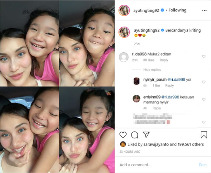 Gara-gara Postingan Ini, Ayu Ting Ting Kembali Jadi Bahan Ledekan Usai Bilqis Dilecehkan Haters