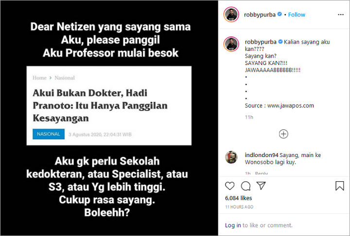 Robby Purba Minta Dipanggil Profesor Karena Alasan ini