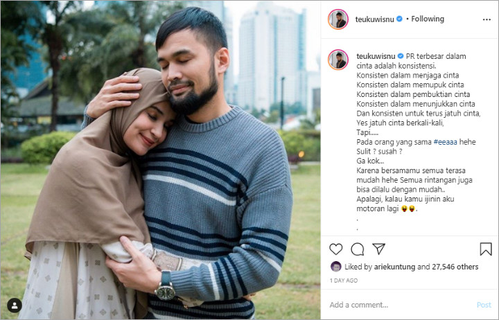 Teuku Wisnu Mendadak Posting Soal Konsistensi Cinta dalam Rumah Tangganya, Ada Apa?