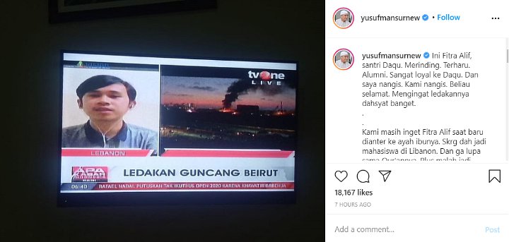 Tangis Ustaz Yusuf Mansur Kabarkan Mantan Santrinya Selamat dari Ledakan Dahsyat Beirut Lebanon