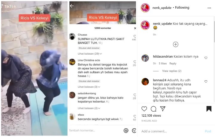 Ria Ricis Dorong Rahmawati Kekeyi Hingga Tercebur ke Kolam Langsung Tuai Hujatan