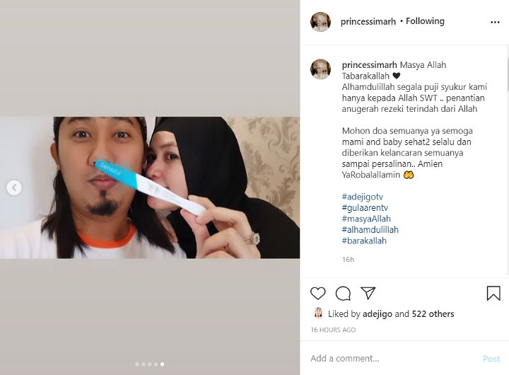 8 Bulan Menikah, Istri Cantik Ade Jigo Bahagia Umumkan Kehamilan