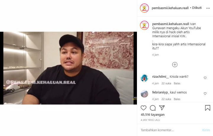 Akun YouTube Ivan Gunawan Diretas Artis Ternama Internasional Berinisial KW, Siapa?