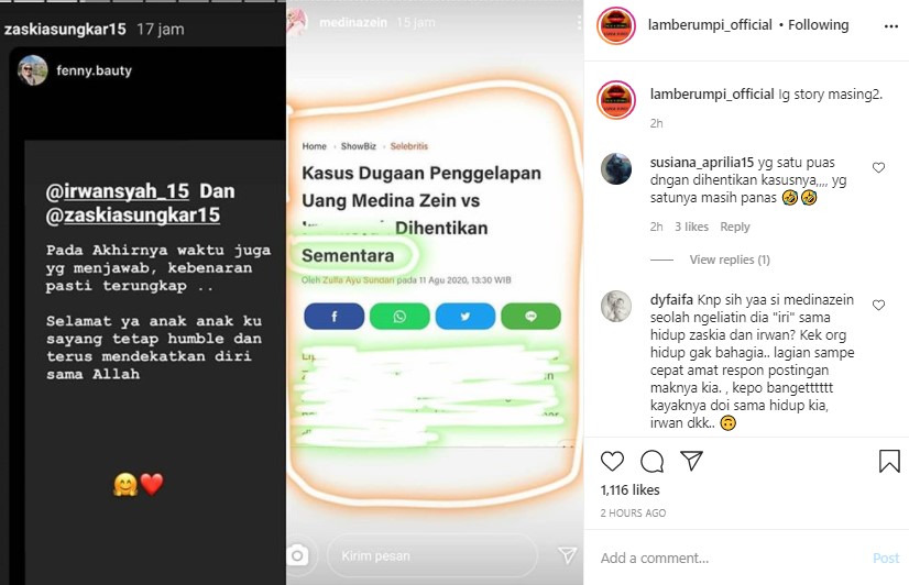 Medina Zein Ngotot Kasusnya Irwansyah Hanya Dihentikan Sementara, Ibunda Zaskia Sungkar Balas Begini
