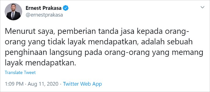 Ernest Prakasa Singgung Orang Tidak Layak