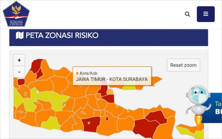 Surabaya Jadi Zona Oranye, Gresik-Sidoarjo Pertanyakan Keakuratan Peta Penyebaran COVID-19