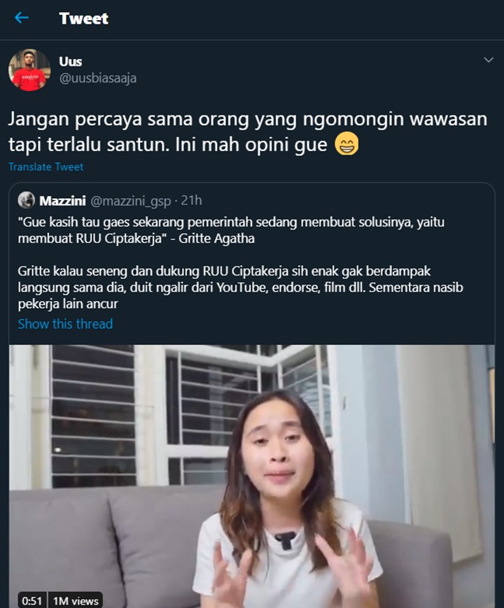 Uus Merasa Toxic Dibanding Gritte Agatha yang Santun