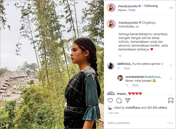 Biasa Tampil Kalem, Maudy Ayunda Dandan Tak Biasa Sampai Dikira Selena Gomez