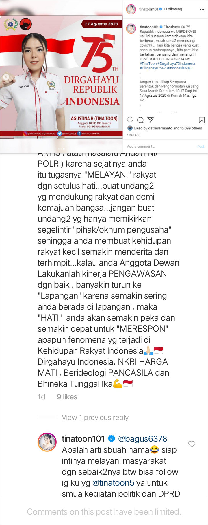 Tina Toon Balas Menohok Usai Diprotes Gegara Pakai Nama Panggung di Seragam Resmi Anggota DPRD