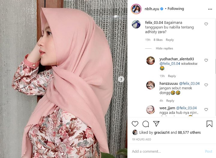 Adhisty Zara Kena Skandal Video Tak Senonoh, Foto Nabilah Cantik Pakai Hijab \'Diserang\' Netizen