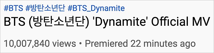Tak Sampai Sejam, BTS \'Dynamite\' Catat Rekor Jadi MV Tercepat Yang Lampaui 10 Juta Viewers