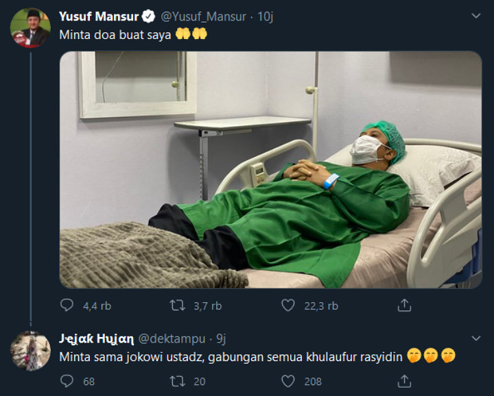 Terbaring Sakit, Ustaz Yusuf Mansur Minda Doa Malah Dapat Sindiran